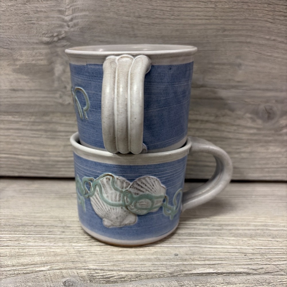 Mikael Carstanjen Sea Shell Pottery Mugs, Set Of 2 (E2) - Picture 3 of 9